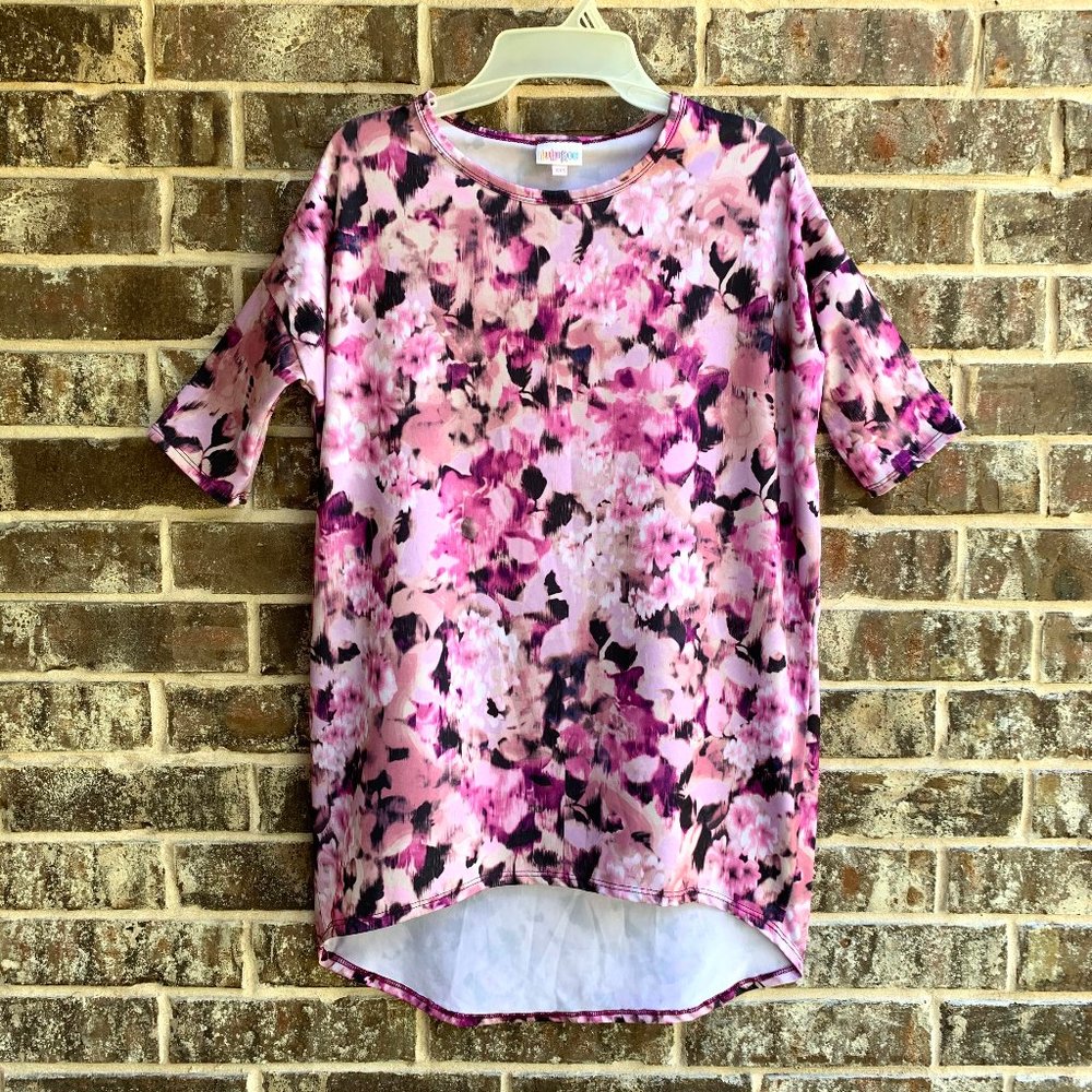 LuLaRoe Womens Short Sleeves Long Top Tee Pink